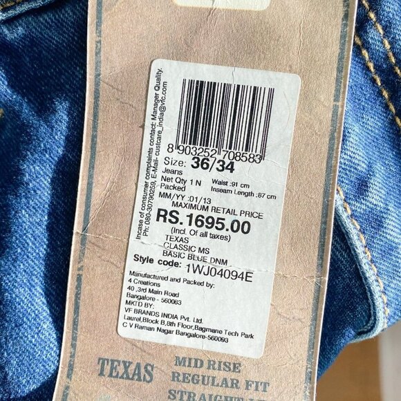 NWT Wrangler Mid Rise Regular Fit Straight Leg Mens jeans 36/34 - Picture 7 of 9